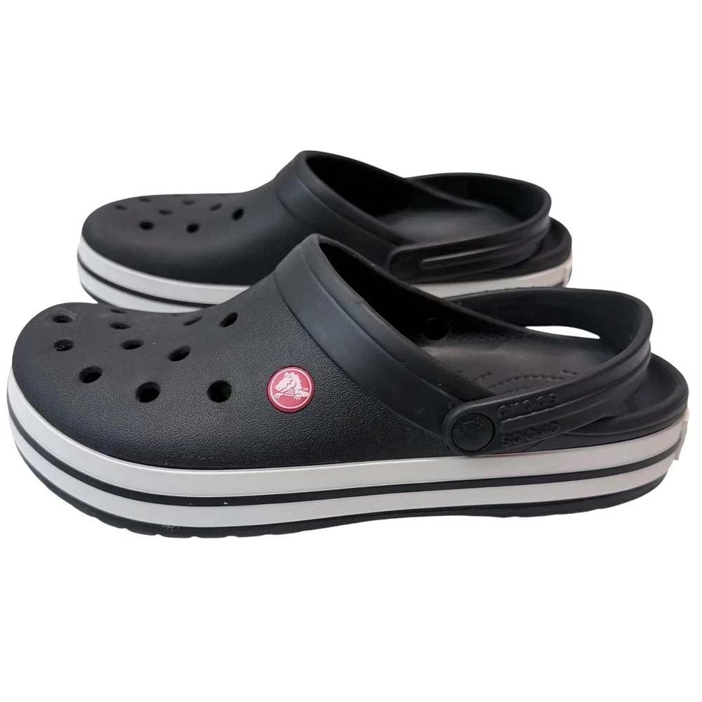 Crocs Crocband Clog Black White Platform Sandals Men 8 Women 10 11016-001